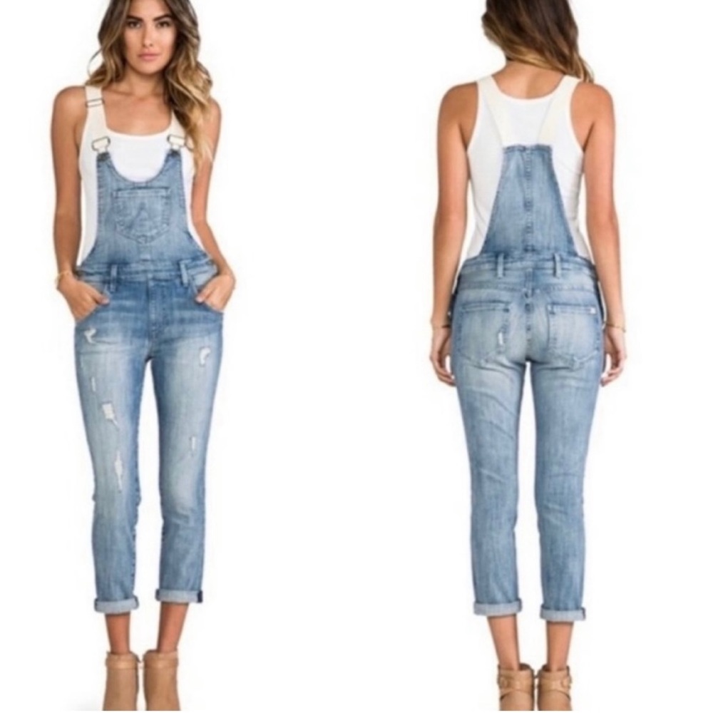 WILDFOX Chloe Distressed Overalls coverall Sz XS straight boho